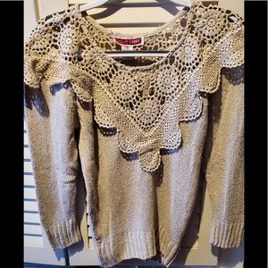 GUC Michael Cartie crochet tan sweater M